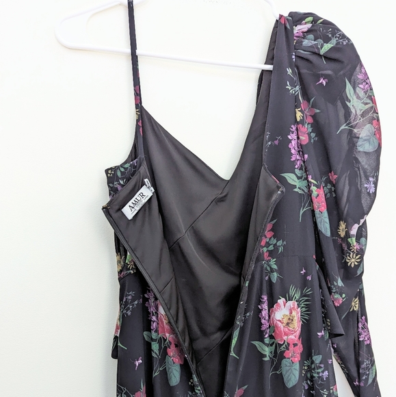 AMUR Pasqualena Midi Dress in black floral print, Size 0-4 - Picture 8 of 11